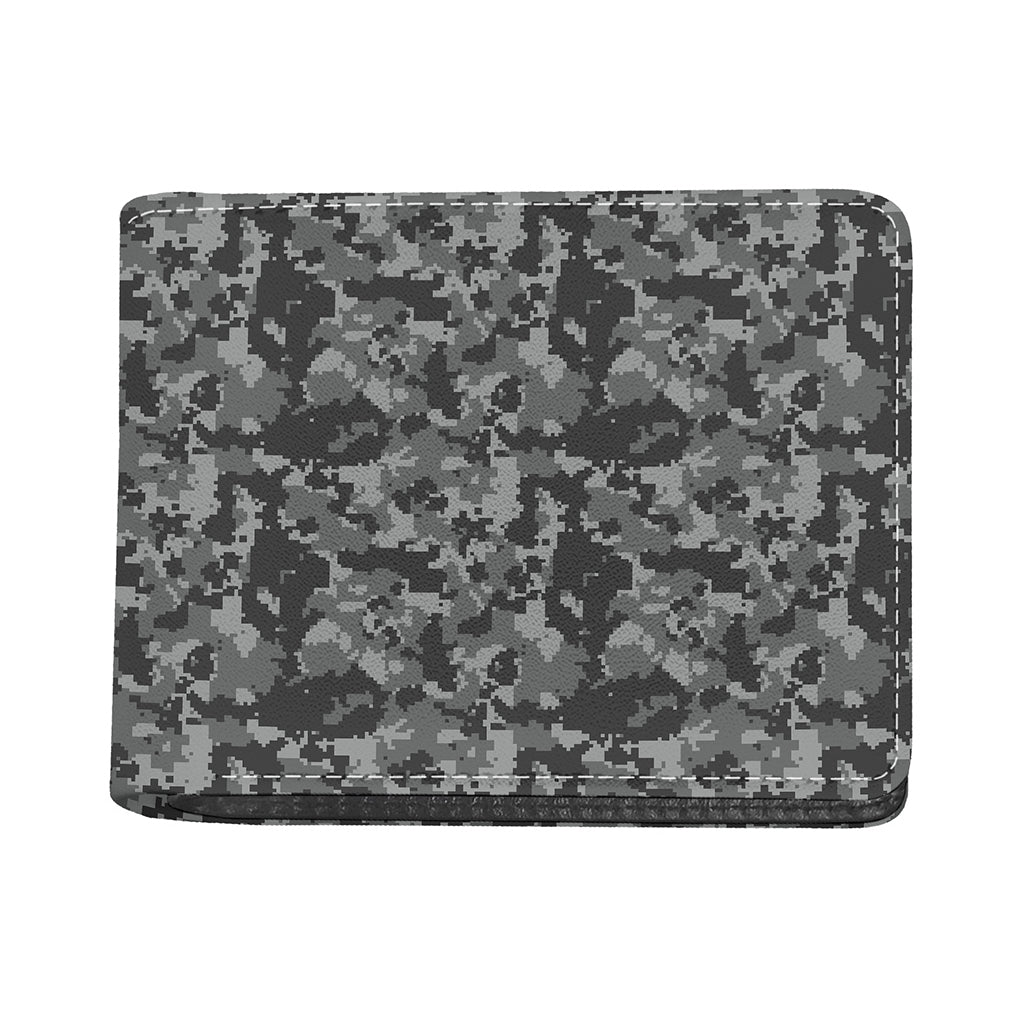 Grey Digital Camo Pattern Print Bifold Wallet