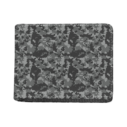 Grey Digital Camo Pattern Print Bifold Wallet