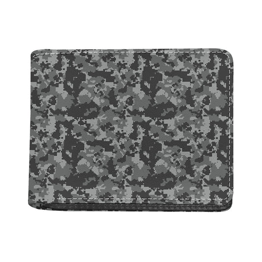 Grey Digital Camo Pattern Print Bifold Wallet