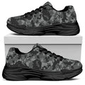 Grey Digital Camo Pattern Print Black Chunky Shoes