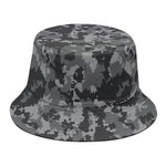 Grey Digital Camo Pattern Print Bucket Hat