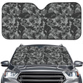Grey Digital Camo Pattern Print Car Windshield Sun Shade