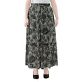 Grey Digital Camo Pattern Print Chiffon Maxi Skirt