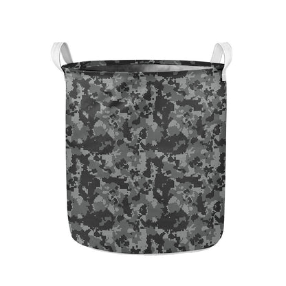 Grey Digital Camo Pattern Print Collapsible Laundry Basket