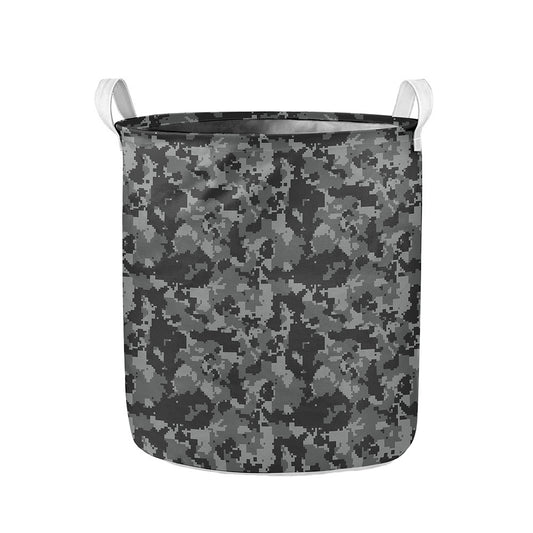 Grey Digital Camo Pattern Print Collapsible Laundry Basket