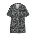 Grey Digital Camo Pattern Print Cotton Hawaiian Shirt