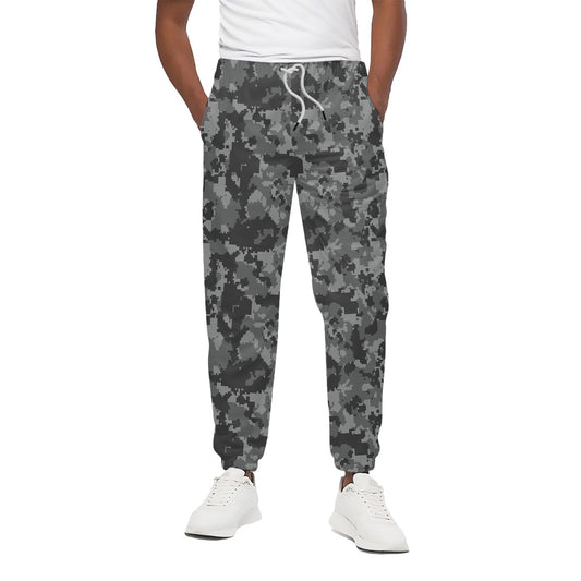 Grey Digital Camo Pattern Print Cotton Pants