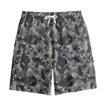 Grey Digital Camo Pattern Print Cotton Shorts