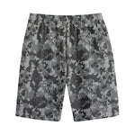 Grey Digital Camo Pattern Print Cotton Shorts