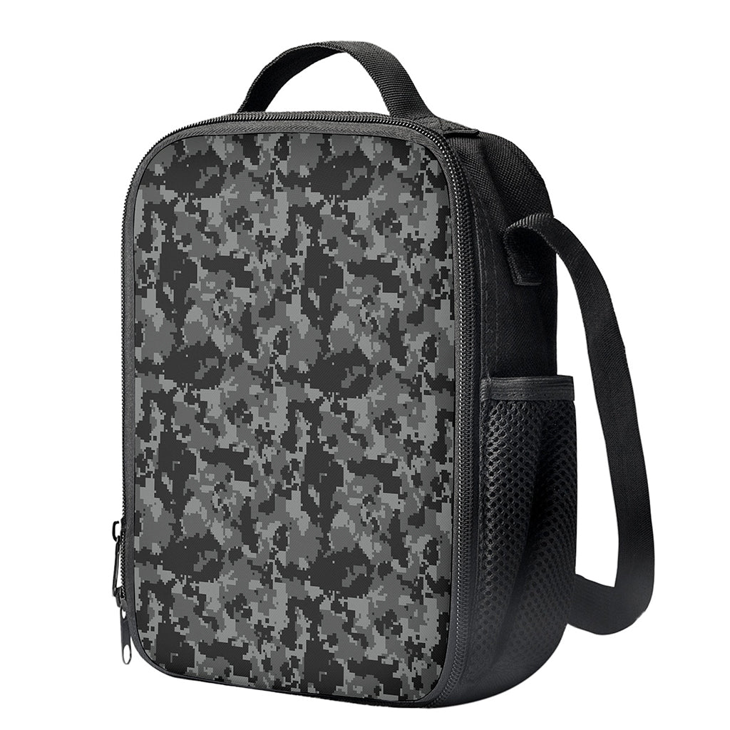 Grey Digital Camo Pattern Print Crossbody Lunch Bag