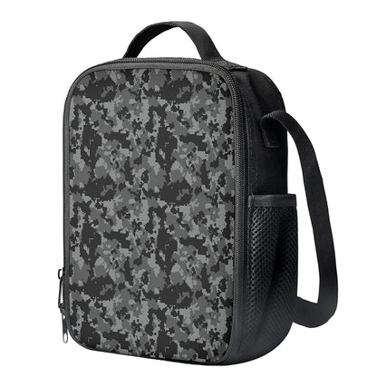 Grey Digital Camo Pattern Print Crossbody Lunch Bag