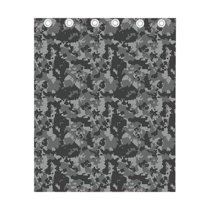 Grey Digital Camo Pattern Print Curtain