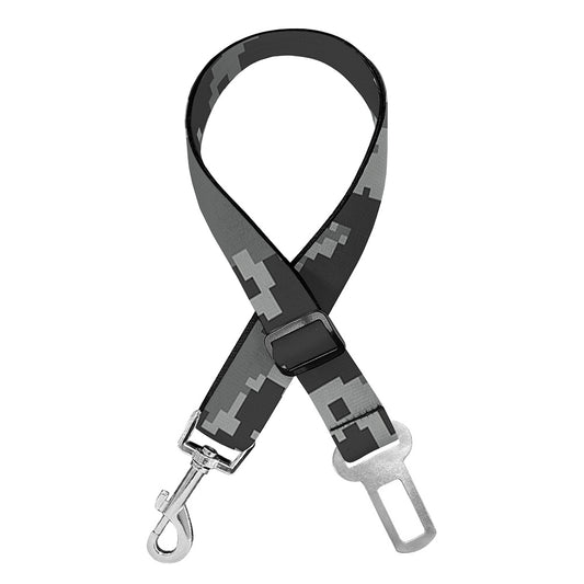 Grey Digital Camo Pattern Print Dog Seat Belt