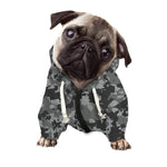 Grey Digital Camo Pattern Print Dog Zip Up Hoodie