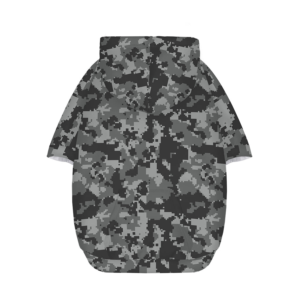 Grey Digital Camo Pattern Print Dog Zip Up Hoodie