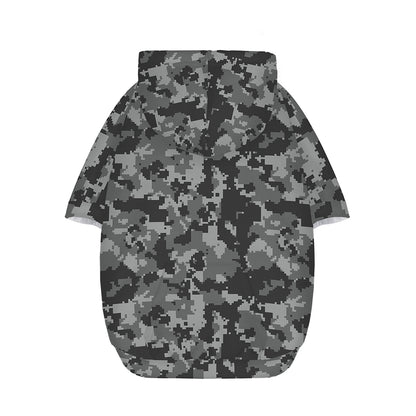 Grey Digital Camo Pattern Print Dog Zip Up Hoodie