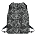 Grey Digital Camo Pattern Print Drawstring Backpack