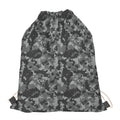 Grey Digital Camo Pattern Print Drawstring Bag