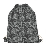 Grey Digital Camo Pattern Print Drawstring Bag