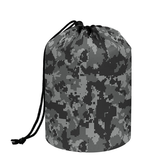Grey Digital Camo Pattern Print Drawstring Makeup Bag