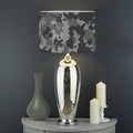 Grey Digital Camo Pattern Print Drum Lamp Shade
