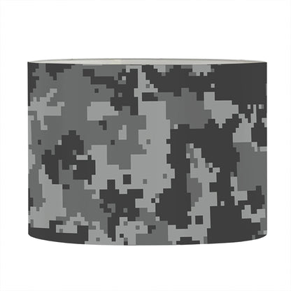 Grey Digital Camo Pattern Print Drum Lamp Shade