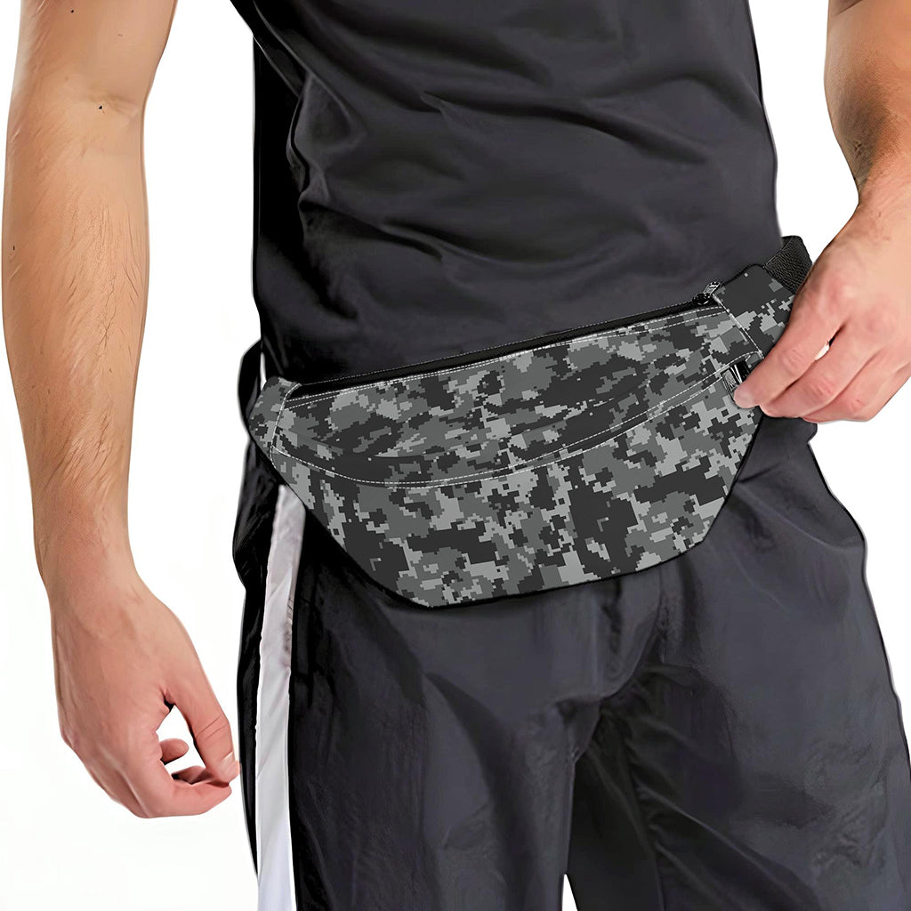 Grey Digital Camo Pattern Print Fanny Pack