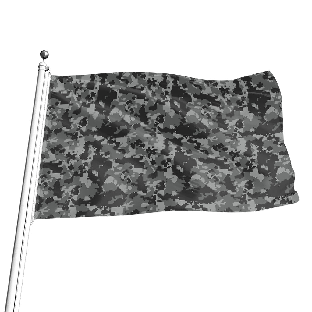 Grey Digital Camo Pattern Print Flag