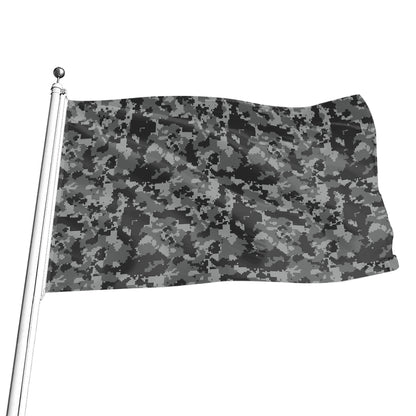 Grey Digital Camo Pattern Print Flag