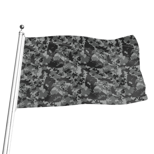 Grey Digital Camo Pattern Print Flag