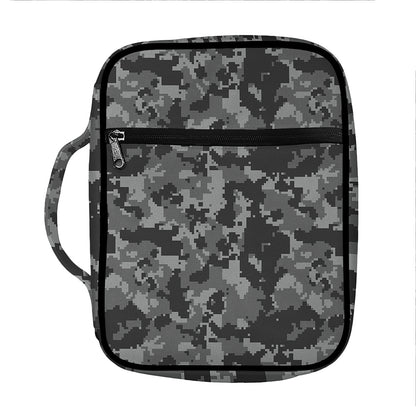 Grey Digital Camo Pattern Print Front Pocket Bible Bag