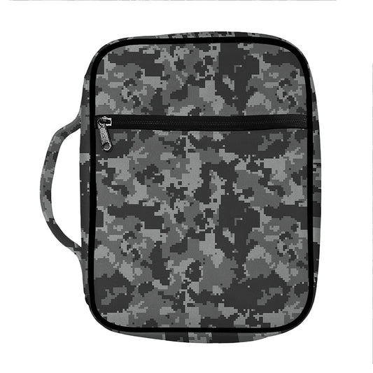 Grey Digital Camo Pattern Print Front Pocket Bible Bag