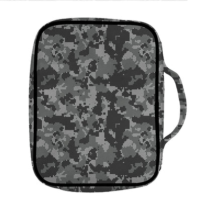 Grey Digital Camo Pattern Print Front Pocket Bible Bag