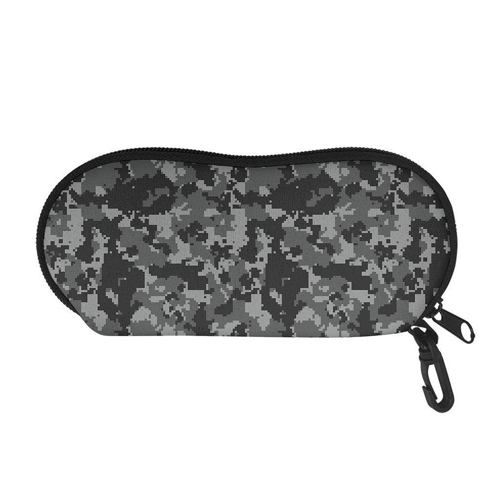 Grey Digital Camo Pattern Print Glasses Case