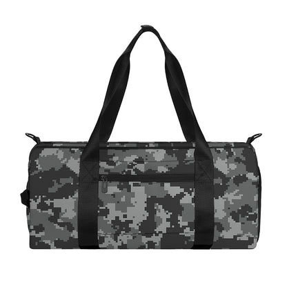 Grey Digital Camo Pattern Print Gym Bag