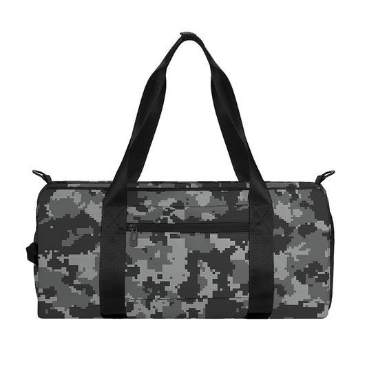 Grey Digital Camo Pattern Print Gym Bag