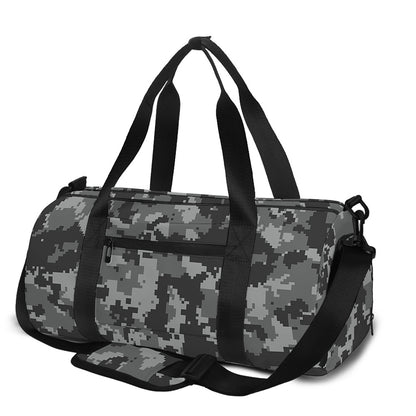 Grey Digital Camo Pattern Print Gym Bag