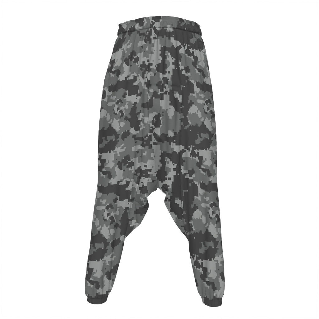 Grey Digital Camo Pattern Print Hammer Pants