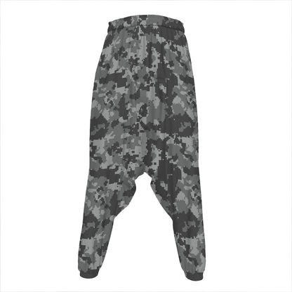 Grey Digital Camo Pattern Print Hammer Pants