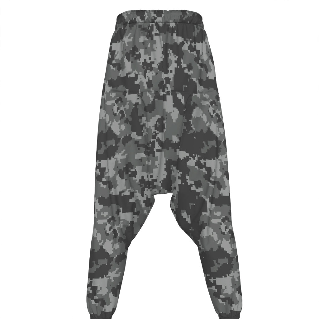 Grey Digital Camo Pattern Print Hammer Pants