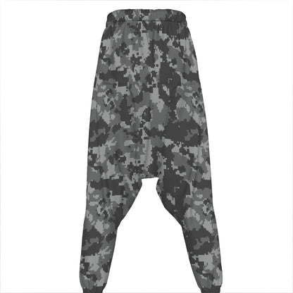Grey Digital Camo Pattern Print Hammer Pants