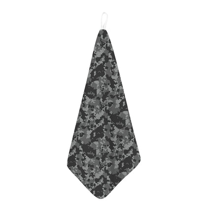 Grey Digital Camo Pattern Print Hand Towel