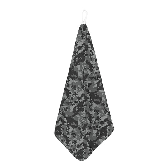 Grey Digital Camo Pattern Print Hand Towel