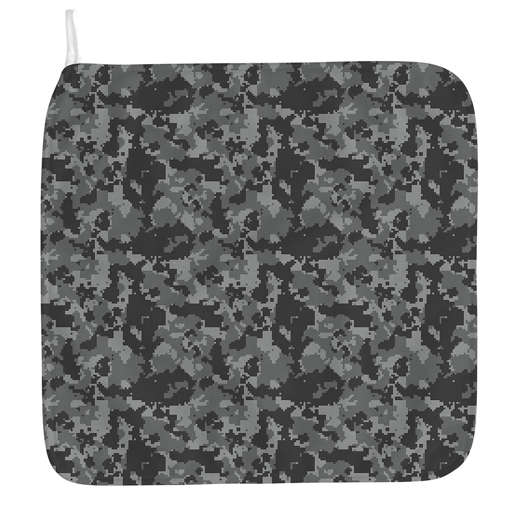 Grey Digital Camo Pattern Print Hand Towel