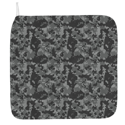 Grey Digital Camo Pattern Print Hand Towel