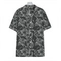 Grey Digital Camo Pattern Print Hawaiian Shirt