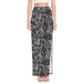 Grey Digital Camo Pattern Print High Slit Maxi Skirt