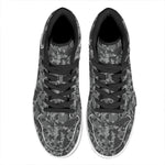 Grey Digital Camo Pattern Print High Top Leather Sneakers