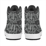 Grey Digital Camo Pattern Print High Top Leather Sneakers
