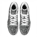 Grey Digital Camo Pattern Print High Top Leather Sneakers